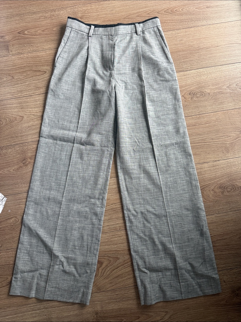 Maje Gray Wide-Leg Pleated Trousers